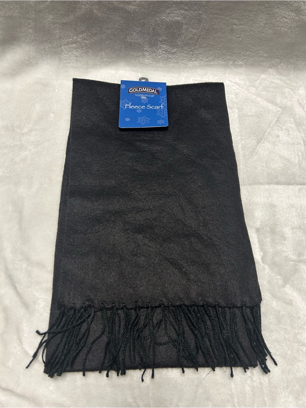 Black fleece soft light weight scarf